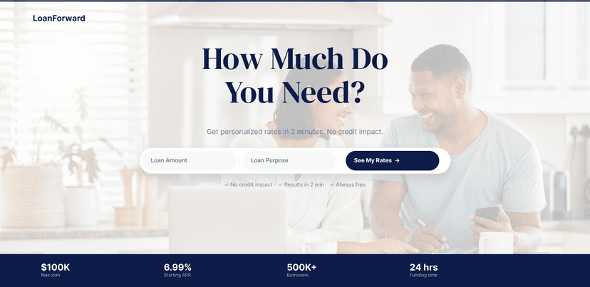 Build preview — personal loans centered