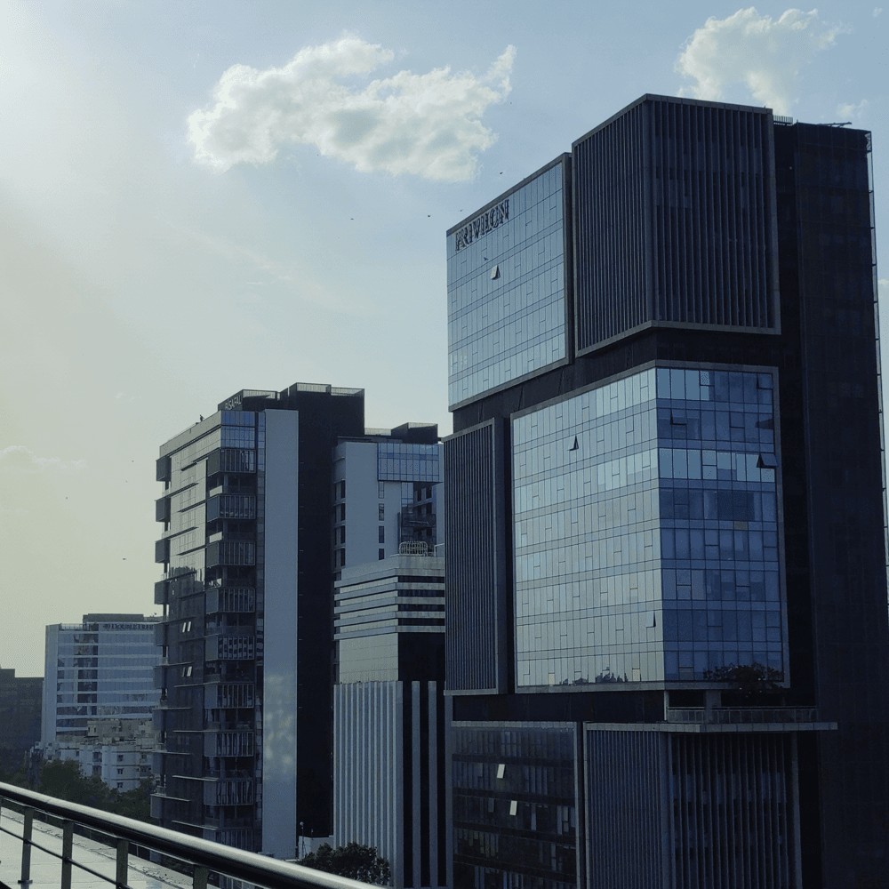 Glass office towers in Ahmedabad
