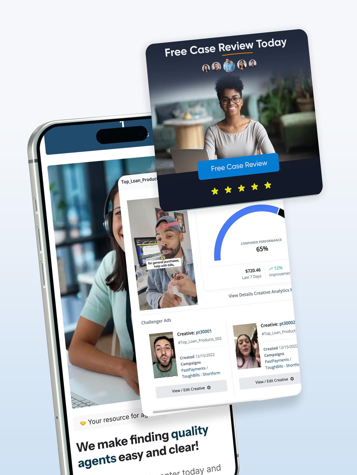 Investment platform interface showing key features